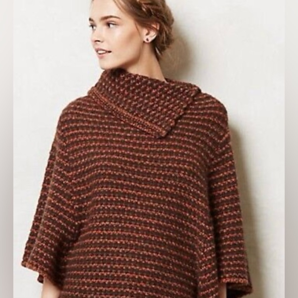 Renee’s NYC Poncho, OS, 10% Alpaca, 10% Wool, Rust/Brown Color